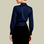 Iona - Women's Satin Surplice Long Sleeve Wrap Blouse 3