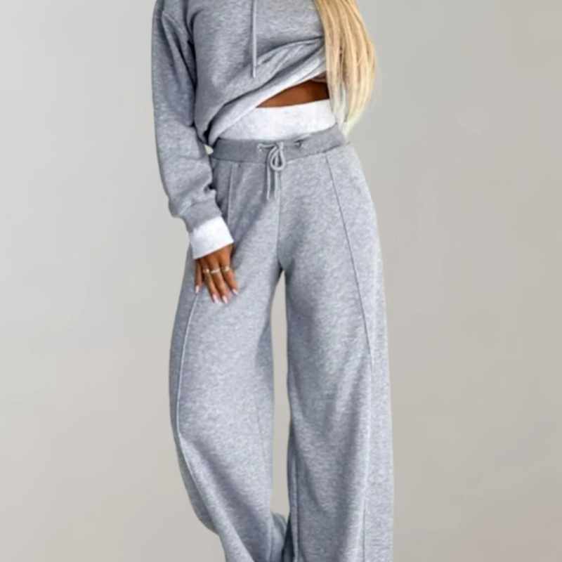 Irma - Women's Cropped Long Sleeve Matching Loungewear Set