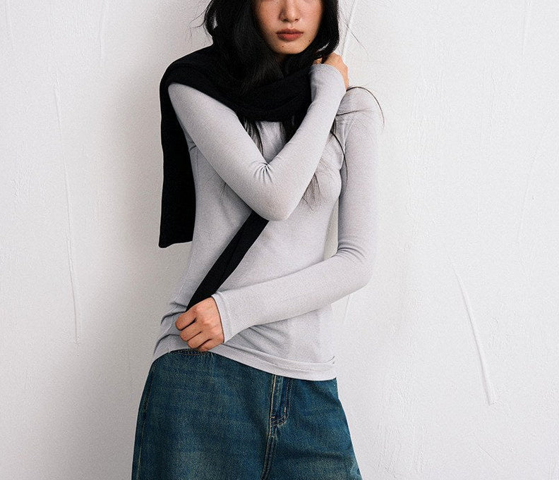 Isadora - Women's Slim Fit Crew Neck Long Sleeve Shirt 2
