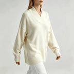 Jadwiga - Women's V-Neck Long Sleeve Loose Fit Sweater 5