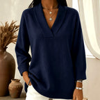 Jadwiga - Women's V-Neck Long Sleeve Loose Fit Sweater 6