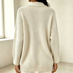 Jadwiga - Women's V-Neck Long Sleeve Loose Fit Sweater 8