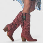 Jamaica - Women's Suede Knee-High Boots with Fringe Detail