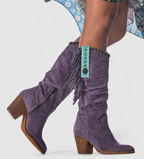 Jamaica - Women's Suede Knee-High Boots with Fringe Detail