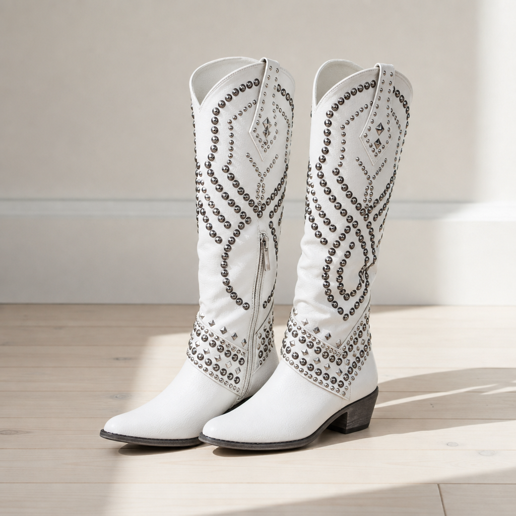 Jane - Women's Studded Knee-High Western Boots
