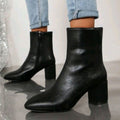 Jean - Women's Side-Zip Pointed-Toe Block Heel Ankle Boots
