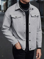 Jerome - Men's Snap-Front Lapel Jacket with Chest Pockets