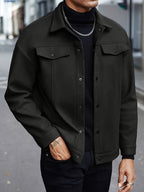 Jerome - Men's Snap-Front Lapel Jacket with Chest Pockets