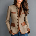 Jodie - Women's Tweed Blazer with Leather Trim 2