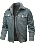 Jones - Men's Fleece-Lined Denim Jacket with Lapel Collar