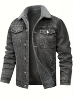 Jones - Men's Fleece-Lined Denim Jacket with Lapel Collar