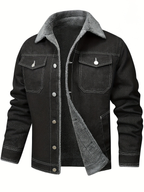 Jones - Men's Fleece-Lined Denim Jacket with Lapel Collar
