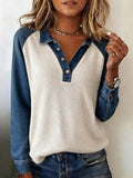 Julia - Women's Long Sleeve Button Placket Waffle Blouse 1