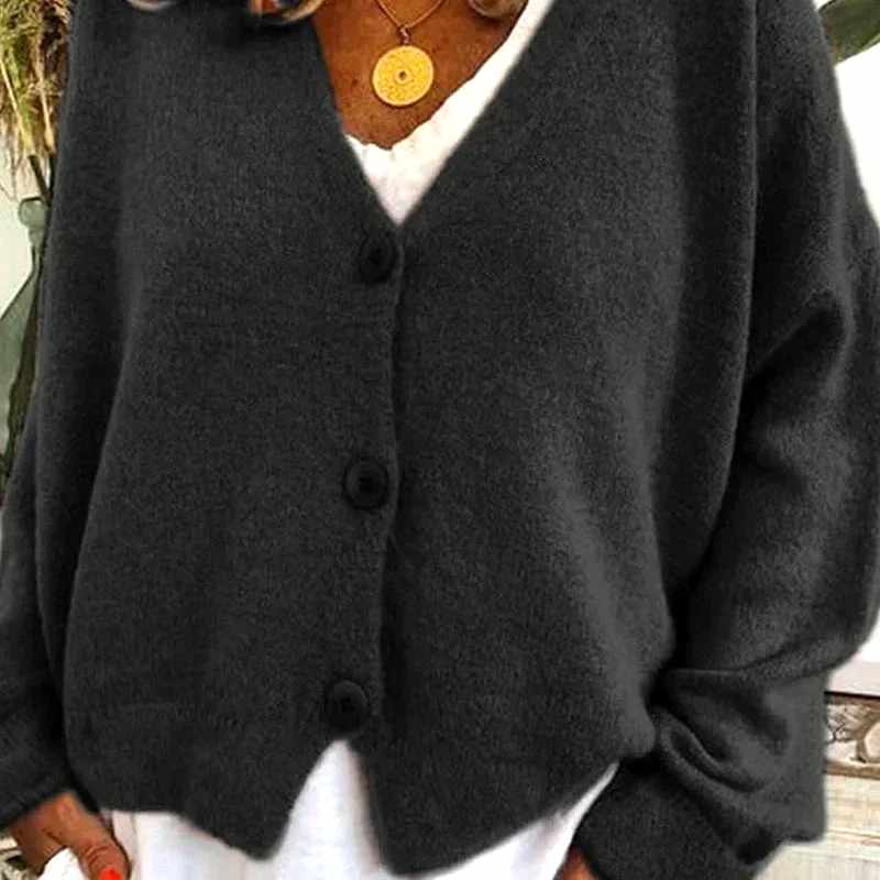 Kadence - Women's Full-sleeve V-Neck Relaxed-Fit Oversized Cardigan