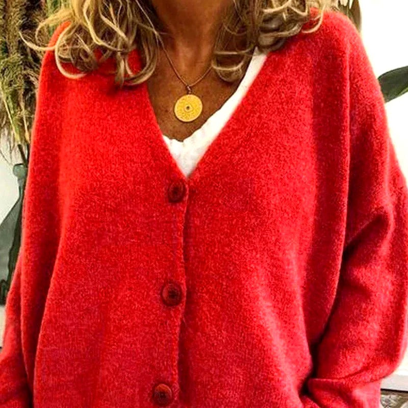 Kadence - Women's Full-sleeve V-Neck Relaxed-Fit Oversized Cardigan