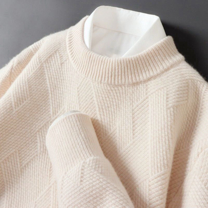 Karlo - Men's Textured Cashmere Knit Crewneck Sweater