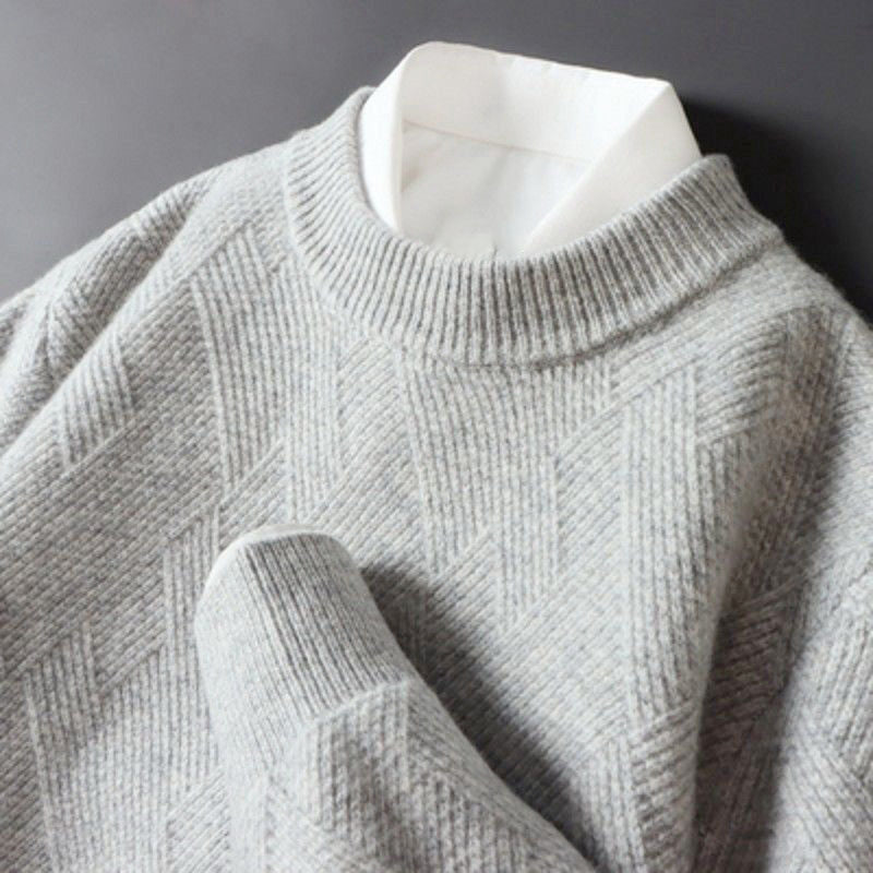 Karlo - Men's Textured Cashmere Knit Crewneck Sweater