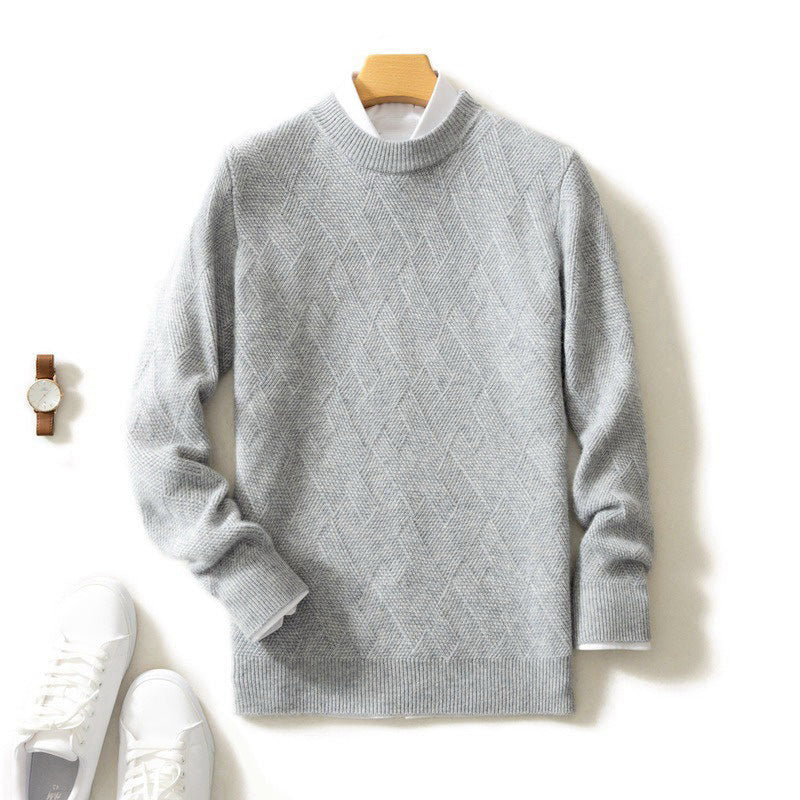 Karlo - Men's Textured Cashmere Knit Crewneck Sweater