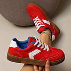 Karyn - Women's Retro Chevron Stripe Low-Top Sneakers