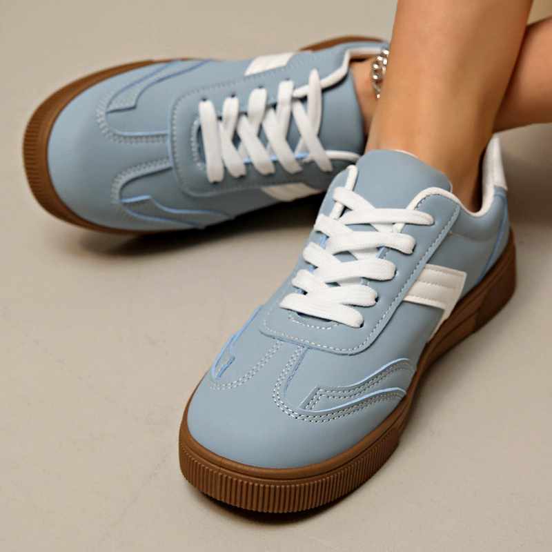 Karyn - Women's Retro Chevron Stripe Low-Top Sneakers
