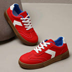 Karyn - Women's Retro Chevron Stripe Low-Top Sneakers