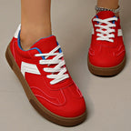 Karyn - Women's Retro Chevron Stripe Low-Top Sneakers