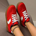 Karyn - Women's Retro Chevron Stripe Low-Top Sneakers