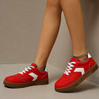 Karyn - Women's Retro Chevron Stripe Low-Top Sneakers
