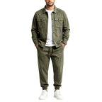 Kayden - Men's Faux Suede Dual Pocket Button-Front Co-ord  Set 4