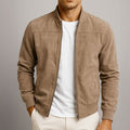 Keegan - Men's Suede-Effect Bomber Jacket with Ribbed Cuffs