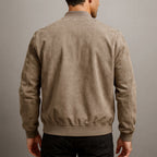 Keegan - Men's Suede-Effect Bomber Jacket with Ribbed Cuffs