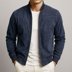 Keegan - Men's Suede-Effect Bomber Jacket with Ribbed Cuffs
