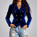 Kelsey - Women's Velvet Double-Breasted Fitted Blazer 1
