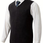 Kenneth - Men's Ribbed Sleeveless V-Neck Sweater Vest