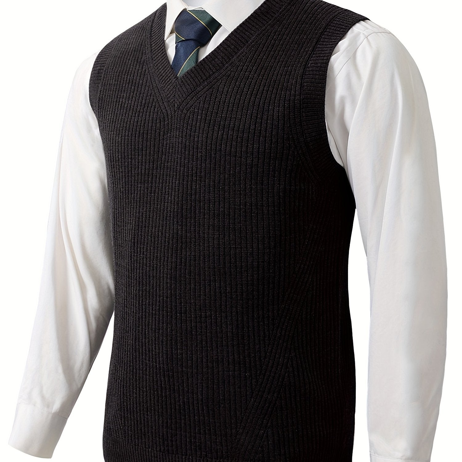 Kenneth - Men's Ribbed Sleeveless V-Neck Sweater Vest