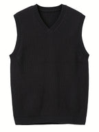 Kenneth - Men's Ribbed Sleeveless V-Neck Sweater Vest