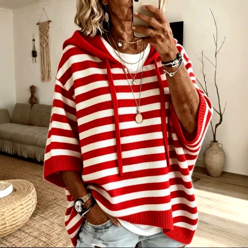 Kerry - Relaxed Stripe Three-Quarter Sleeve Hoodie 2