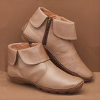 Keturah - Women's Fold-Cuff Ankle Boots with Contrast Stitching