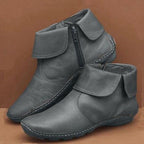 Keturah - Women's Fold-Cuff Ankle Boots with Contrast Stitching