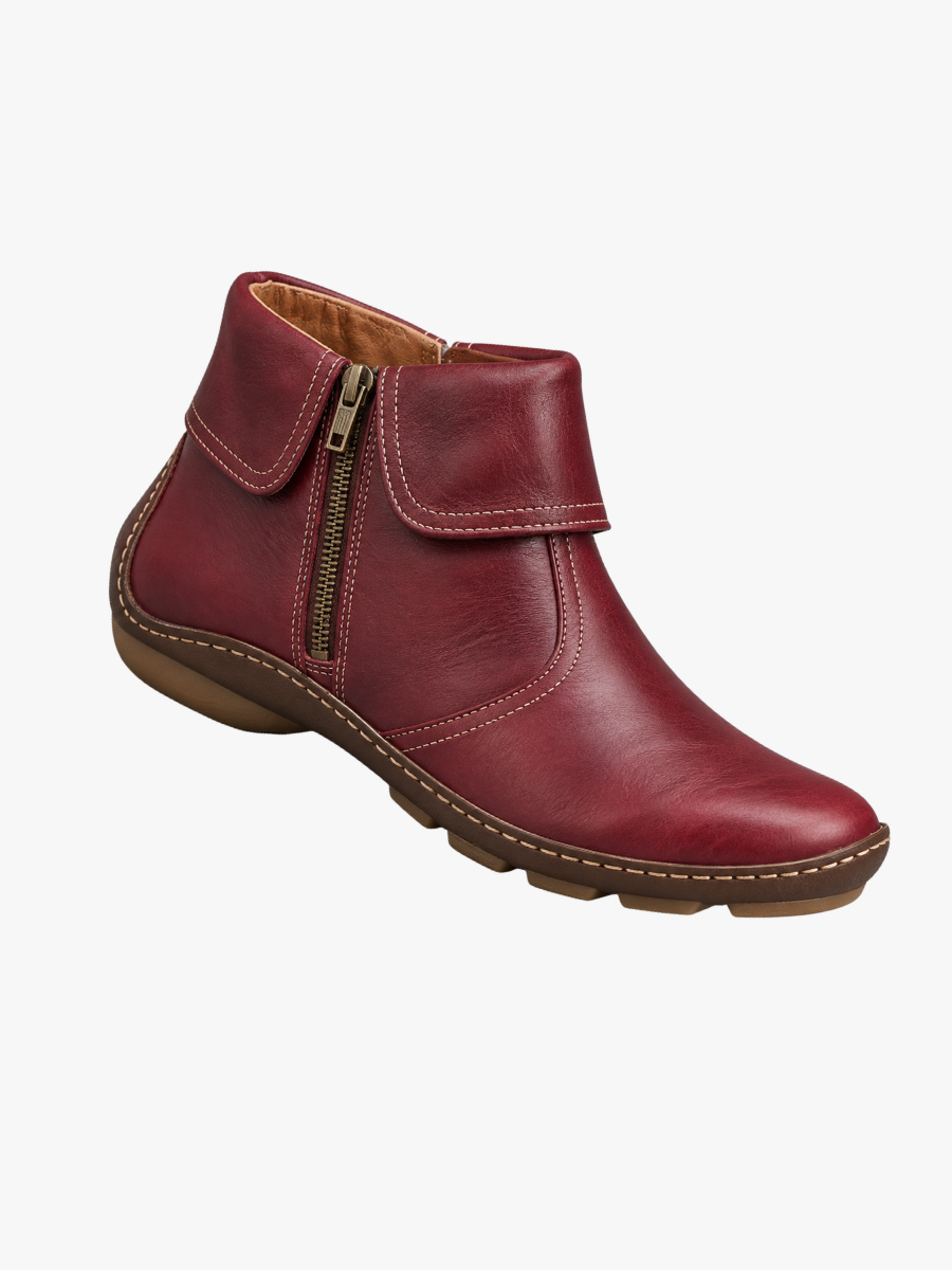Keturah - Women's Fold-Cuff Ankle Boots with Contrast Stitching