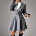 Kira - Women's Wool Notched Lapel Fit and Flare Dress 1