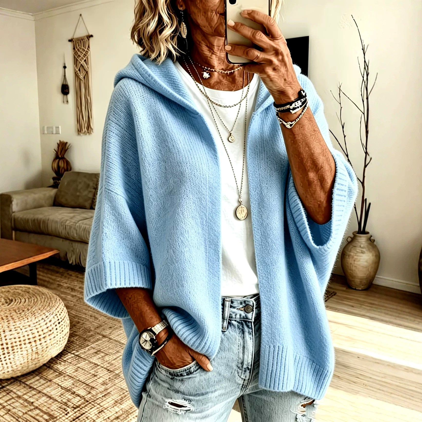 Kirsten - Women's Chunky 3/4 Sleeve Oversized Cardigan 8