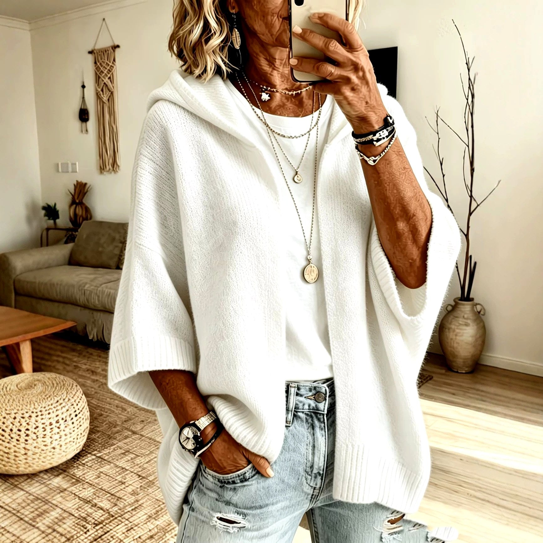 Kirsten - Women's Chunky 3/4 Sleeve Oversized Cardigan 9