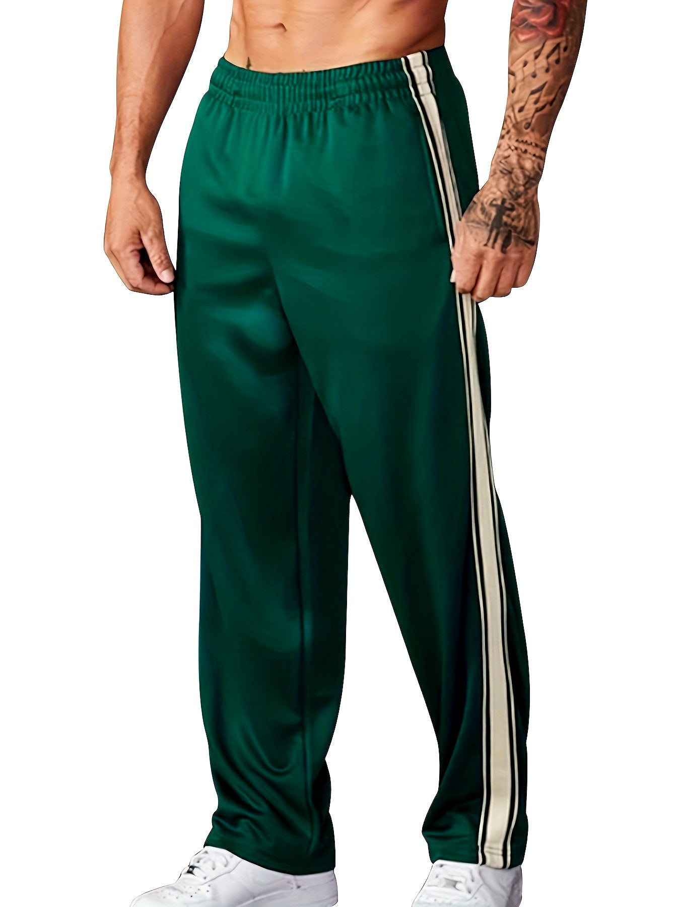 Landon - Men's Side-Stripe Relaxed Wide-Leg Track Pants 2