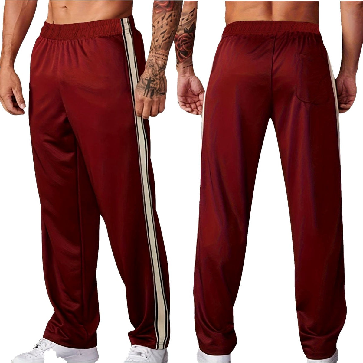 Landon - Men's Side-Stripe Relaxed Wide-Leg Track Pants 8