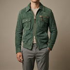 Leon - Men's Suede Bomber Jacket with Notch Collar