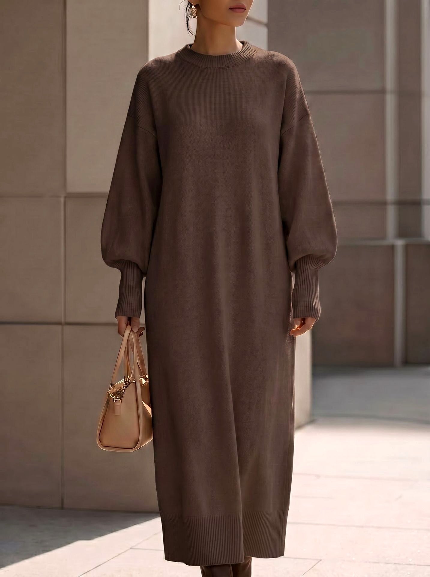 Liv - Women's Oversized Long Knit Sweater Dress 4