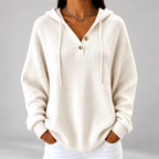 Livia - Women's Henley Hooded Oversized Knit Sweater 1