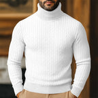 Logan - Men's Ribbed Cable-Knit Turtleneck Sweater