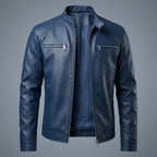 Lorenzo - Men's Stand-Collar Moto Jacket with Chest Zip Pockets